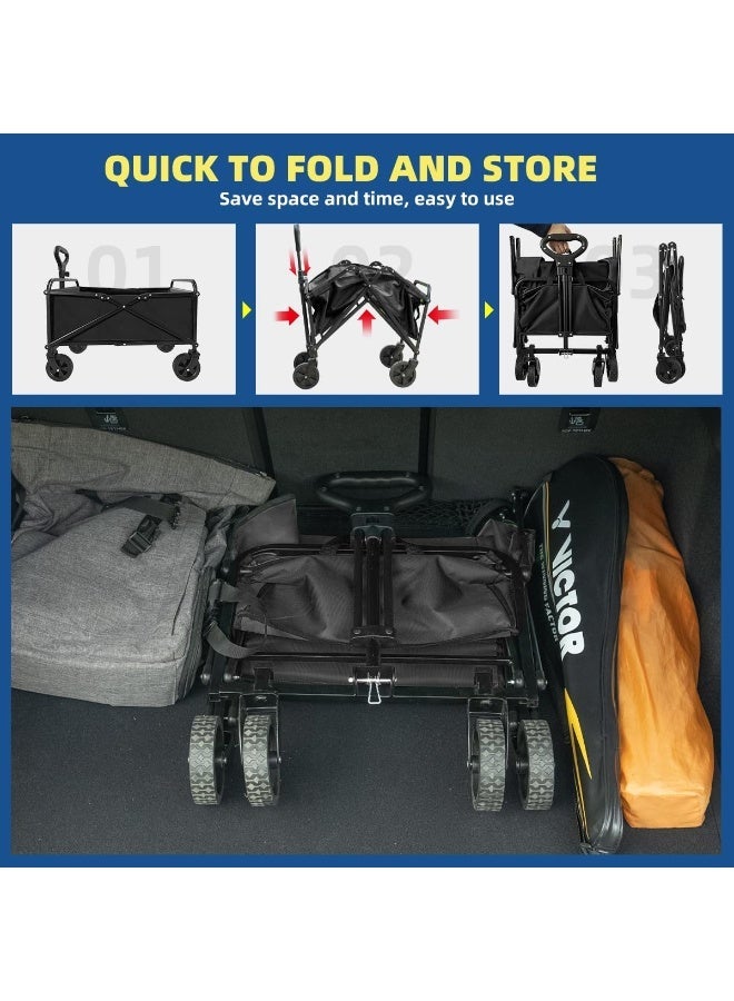 Inabyte 5-Inch Heavy-Duty Folding  Hand Truck, 220LBS Load Capacity, Multi-Use for Outdoor Camping Gardening Shopping (Black) - Image 4